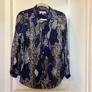 Milly silk Women's Snakeskin Print Blouse - Black, Gray, Purple